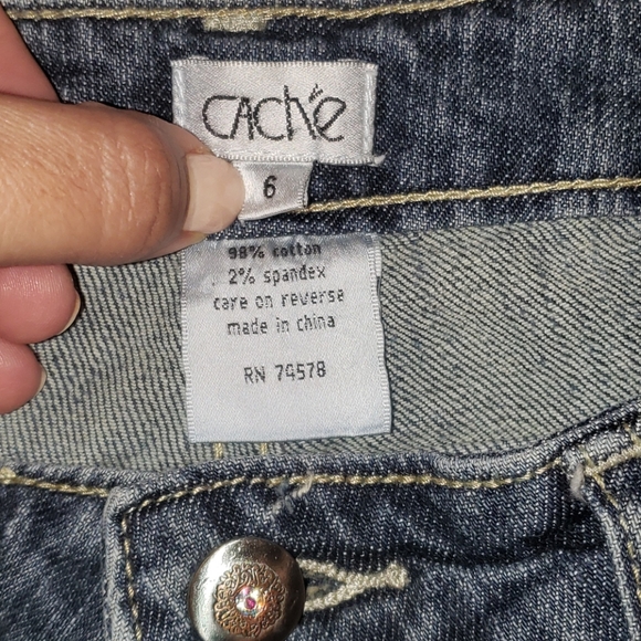 Cache Jeans Mid- Rise Bootcut Rhinestones Size 6 - Picture 4 of 6
